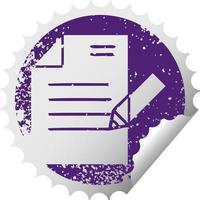 autocollant de peeling circulaire en détresse symbole de la rédaction d'un document vecteur
