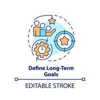 définir l'icône de concept d'objectifs à long terme. incitations au développement. planification d'entreprise idée abstraite illustration de ligne mince. dessin de contour isolé. trait modifiable. vecteur