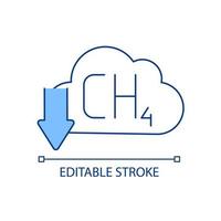 diminution des émissions de méthane icône de couleur rvb. impact sur le changement climatique. réduire les fuites de gaz à effet de serre. illustration vectorielle isolée. dessin au trait rempli simple. trait modifiable. vecteur