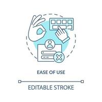 icône de concept turquoise de facilité d'utilisation. caractéristique de l'illustration de la ligne mince de l'idée abstraite de la plate-forme de commentaires. expérience utilisateur. dessin de contour isolé. trait modifiable. vecteur
