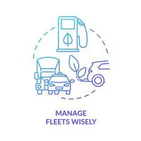 gérer judicieusement les flottes icône de concept de dégradé bleu. devenir une illustration de ligne mince d'idée abstraite de marque zéro déchet. carburant alternatif. voiture écologique. dessin de contour isolé. vecteur