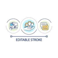 communication efficace dans l'icône de concept de boucle d'équipe. travail d'équipe et projet d'entreprise. illustration de la ligne mince de l'idée abstraite de coopération. dessin de contour isolé. trait modifiable. vecteur