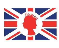 elizabeth reine visage blanc et rouge avec drapeau britannique royaume uni europe nationale emblème symbole icône illustration vectorielle élément de conception abstraite vecteur