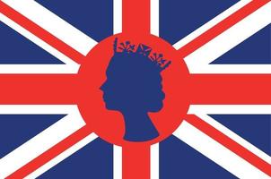 elizabeth reine visage bleu avec drapeau britannique royaume uni europe nationale emblème icône illustration vectorielle élément de conception abstraite vecteur