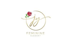 monogramme de beauté du logo féminin jy initial et design élégant du logo, logo manuscrit de la signature initiale, mariage, mode, floral et botanique avec modèle créatif. vecteur