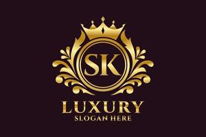 modèle de logo de luxe royal lettre sk initial dans l'art vectoriel pour les projets de marque de luxe et autres illustrations vectorielles.