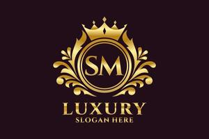 modèle de logo de luxe royal lettre initiale sm dans l'art vectoriel pour les projets de marque luxueux et autres illustrations vectorielles.