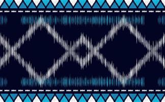 vecteur de motif ethnique géométrique, fond continu de broderie blanche et bleue, conception de texture aztèque en zigzag, tissu carré rétro pour impression