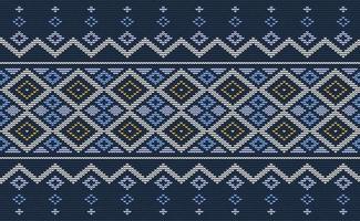 motif de broderie bleu et blanc, arrière-plan de style tricoté, rétro diagonal textile vectoriel, rétro classique en tissu vecteur