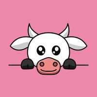 illustration premium de vache mignonne et animal chibi vecteur