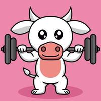 illustration premium de vache mignonne et animal chibi vecteur