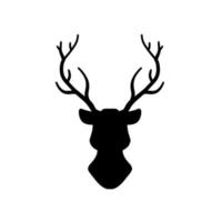 tête de cerf. silhouette noire de cerf. animal de la forêt à cornes. logo hipster. vecteur