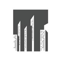 illustration de concept de logo immobilier. logo du bâtiment. logo de paysage urbain vecteur
