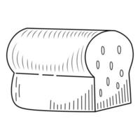 pain grillé dans un style dessiné à la main isolé sur fond blanc pour le menu de l'affiche, de l'étiquette ou de la boulangerie, croquis de nourriture pour la conception de l'emballage vecteur