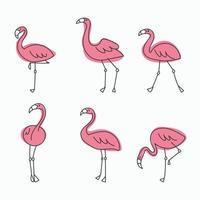 ensemble de flamants roses dans différentes poses vecteur