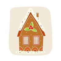 maison de pain d'épice de noël aux fruits rouges. Illustration sur un fond blanc vecteur