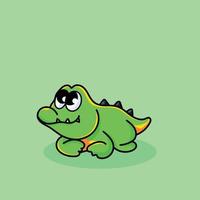 mascotte de personnage de dessin animé de crocodile design plat animal à fourrure animal mignon création de logo animal drôle vecteur