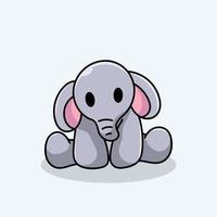 éléphant dessin animé mascotte drôles vecteur sourire bonheur rigolo mignons asseoir gris cool