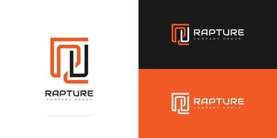 logo monogramme ru ou ur. création initiale du logo r et u avec style de ligne vecteur
