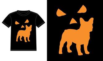 t-shirt bouledogue français halloween citrouille drôle halloween vecteur