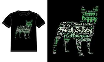 t-shirt bouledogue français chien joyeux halloween typographie vecteur