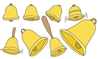 ensemble de différents types de cloche. main dessiner dessin au trait couleur illustration vectorielle vecteur