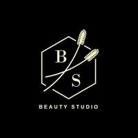 logo beauté studio floral or, vecteur gratuit