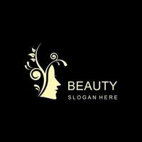 logo de fleur de visage de belle femme naturelle pour vecteur premium de salon de beauté