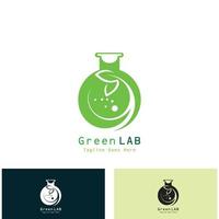 concept de conception de logo de laboratoire vert laboratoire créatif avec vecteur de feuille