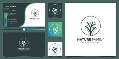 vecteur de conception de logo de famille avec le concept de nature