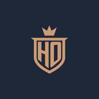 logo initial monogramme ho avec style bouclier et couronne vecteur