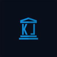 monogramme de logo initial kl avec vecteur de conception d'icône de bâtiment de palais de justice simple