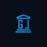 monogramme de logo initial gl avec vecteur de conception d'icône de bâtiment de palais de justice simple
