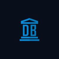 monogramme de logo initial db avec vecteur de conception d'icône de bâtiment de palais de justice simple