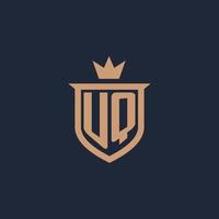 logo initial monogramme uq avec style bouclier et couronne vecteur