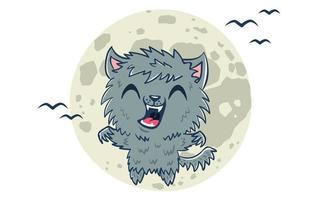 loup-garou dans le style kawaii vecteur