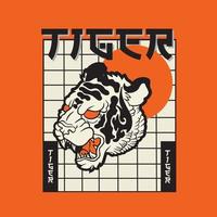 colère du tigre. illustration vectorielle d'une tête de tigre. vecteur