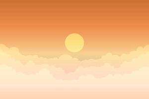 coucher de soleil nuageux dans le ciel orange vecteur
