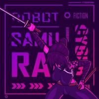 vecteur de personnage de fiction cyberpunk samouraï. illustration de conception de t-shirt coloré.