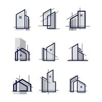 ensemble de vecteur de conception de logo de construction avec concept abstrait créatif