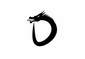 Lettre initiale d logo simple dragon isolé sur fond blanc vecteur