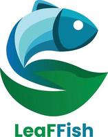 la combinaison d'icônes de poisson et de feuille forme un logo élégant vecteur
