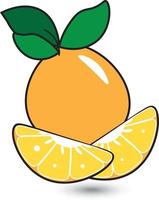 icône de tranche plate de vecteur orange. illustration de la moitié du segment de vitamine c de fruit orange, clémentine de dessin animé