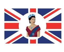 reine elizabeth jeune portrait avec drapeau britannique royaume uni europe nationale emblème symbole icône illustration vectorielle élément de conception abstraite vecteur