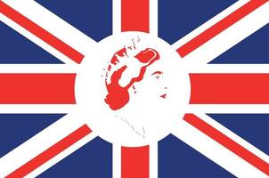 reine elizabeth visage portrait rouge avec drapeau britannique royaume uni europe nationale emblème icône illustration vectorielle élément de conception abstraite vecteur