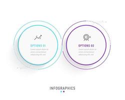 modèle de conception d'étiquettes infographiques vectorielles avec icônes et 2 options ou étapes. peut être utilisé pour le diagramme de processus, les présentations, la mise en page du flux de travail, la bannière, l'organigramme, le graphique d'informations. vecteur