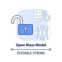modèle maas ouvert icône de concept bleu clair. utilité réglementée. mobilité en tant que modèle de service idée abstraite illustration en ligne mince. dessin de contour isolé. trait modifiable. vecteur