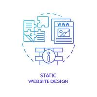 icône de concept de dégradé bleu de conception de site Web statique. illustration de fine ligne d'idée abstraite de type de conception web. contenu de page Web fixe et limité. dessin de contour isolé. vecteur