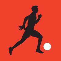 joueur de football de football avec ballon en cours d'exécution illustration vectorielle de silhouette isolée vecteur