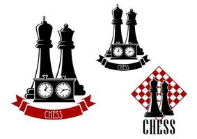 icônes de tournoi d'échecs avec des pièces d'échecs vecteur